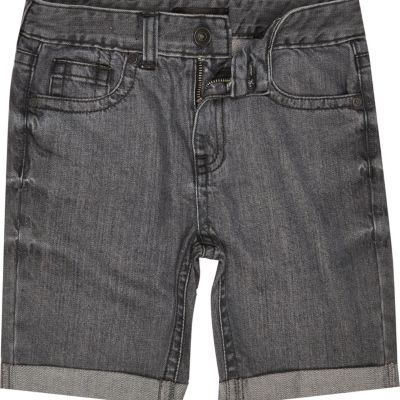 Boys grey medium wash denim shorts